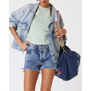 NWT Edwin Cai Cut Off Denim Shorts in Saturn Blue Acid Wash - Size 26